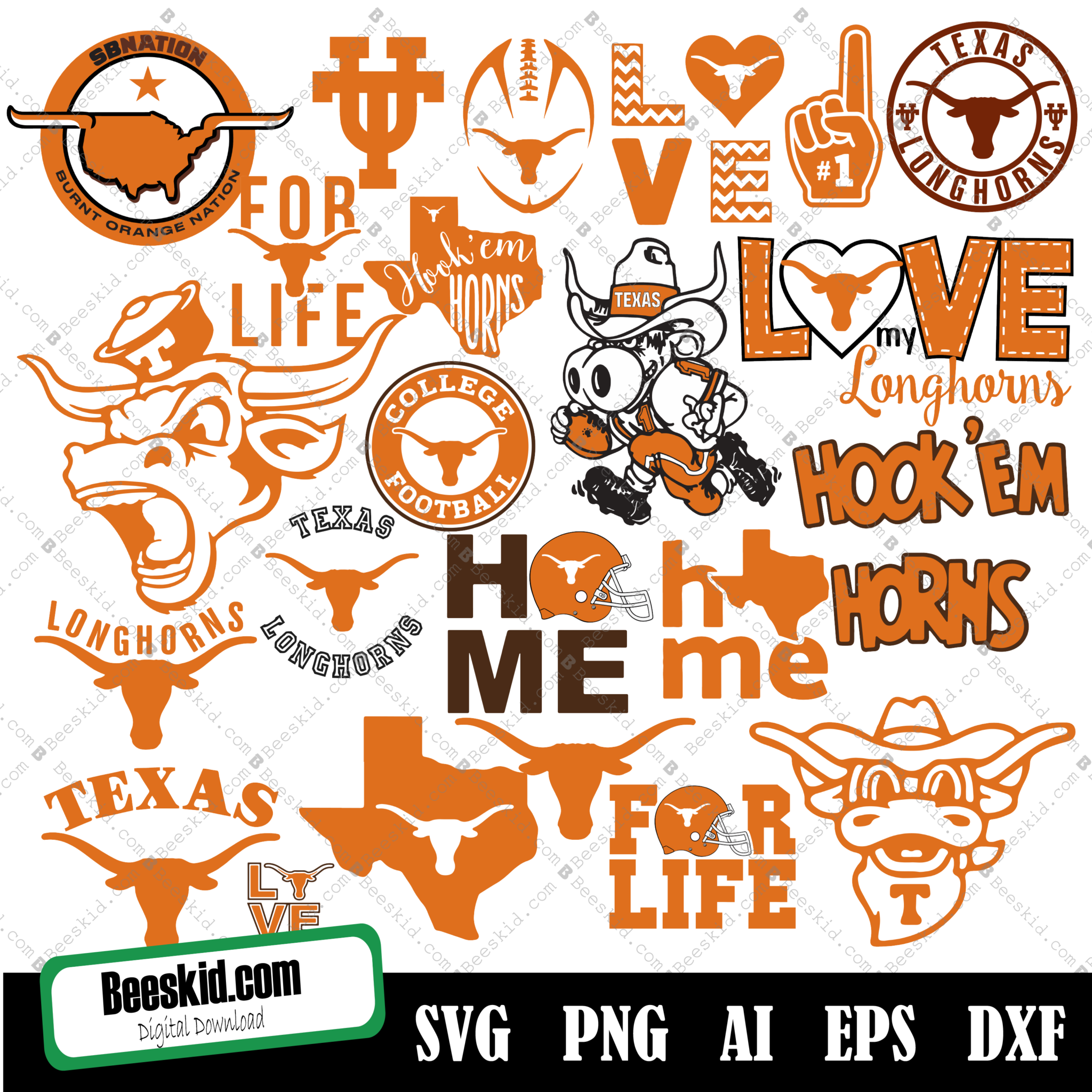 Texas Longhorns Ncaa Football Svg, Dxf, Eps, Pdf, Png - Beeskid