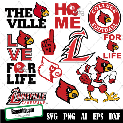 Louisville Cardinals, Ncaa Bundle Svg, Ncaa Logo Svg, Png, Dxf, Football Svg, Png, Dxf, Football Bundle Svg