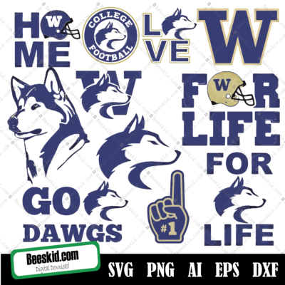 Washington Huskies Football Svg, Sport Svg, Football Svg, Silhouette Svg, Cut Files, College Football Svg, Ncaa Logo Svg
