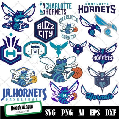 Charlotte Hornets Svg Bundle, Sports Svg Bundle, Svg Files For Cricut, T-Shirt Print Svg, Vector Art, Cut File, Silhouette, Eps, Png, Dxf, Instant Download