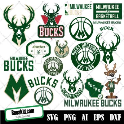 Milwaukee Bucks Svg Bundle, Sports Svg Bundle, Svg Files For Cricut, T-Shirt Print Svg, Vector Art, Cut File, Silhouette, Eps, Png, Dxf, Instant Download