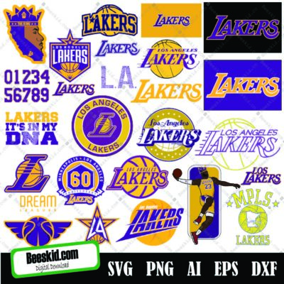 Los Angeles Lakers Basketball Sports Svg Bundle, Files For Cricut, T-Shirt Print, Vector Art, Cut File, Eps, Png, Dxf Instant Download