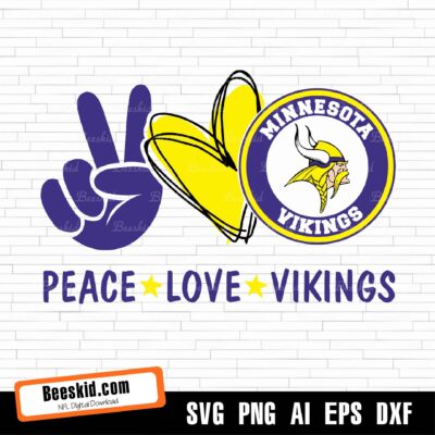 Peace Love Vikings Svg, Sport Svg, Minnesota Vikings Svg, The Vikings Svg, The Vikings Nfl