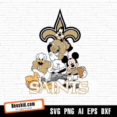 Orleans Saints Football Mickey SVG Design For Cricut Silhouette Cut Files Layered And Print And Cut, NFL Svg, Saints Svg
