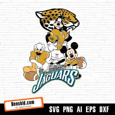 Jacksonville Jaguars Football Mickey SVG Design For Cricut Silhouette Cut Files Layered And Print And Cut, NFL Svg, Jaguars Svg