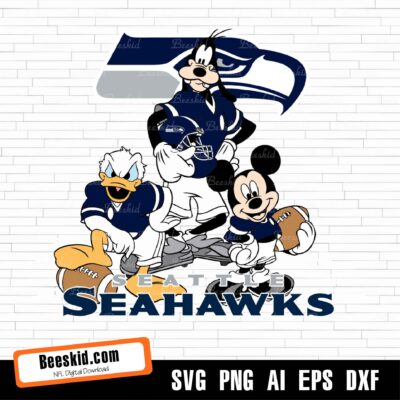 Seattle Seahawks Football Mickey SVG Design For Cricut Silhouette Cut Files Layered And Print And Cut, NFL Svg, Seahawks Svg
