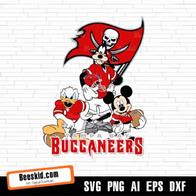 Tampa Bay Buccaneers Football Mickey SVG Design For Cricut Silhouette Cut Files Layered And Print And Cut, NFL Svg, Buccaneers Svg