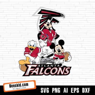 Atlanta Falcons Football Mickey SVG Design For Cricut Silhouette Cut Files Layered And Print And Cut, NFL Svg, Falcons Svg