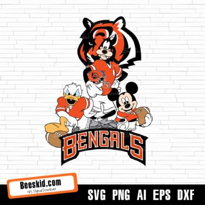 Cincinnati Bengals Svg, Mickey Mouse Svg, NFL Svg, Cricut File, Clipart, Mickey Svg, Football Svg