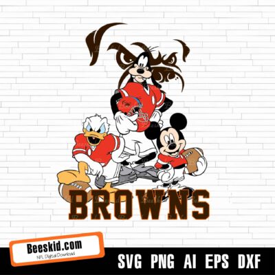 Cleveland Browns Football Mickey SVG Design For Cricut Silhouette Cut Files Layered And Print And Cut, NFL Svg, Browns Svg