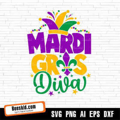 Mardi Gras Diva SVG Cut File