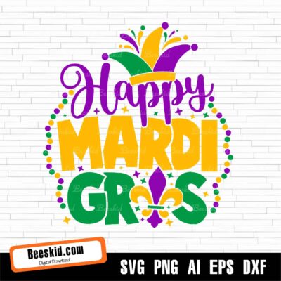Happy Mardi Gras SVG Cut File