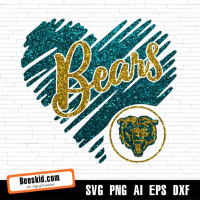 Bears Heart Svg, Chicago Bears Png, Chicago Bears Svg For Cricut, Chicago Bears Logo Svg, Chicago Bears Cut File.