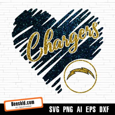 Chargers Heart Svg, Los Angeles Chargers Png, Los Angeles Chargers Svg For Cricut, Los Angeles Chargers Logo Svg