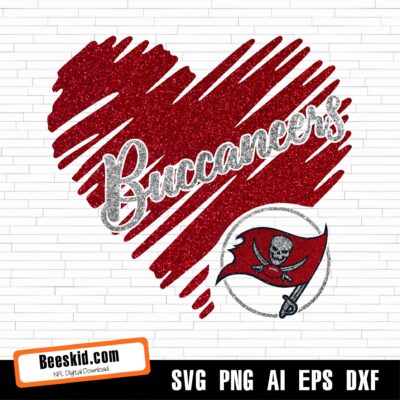 Buccaneers Heart Svg, Tampa Bay Buccaneers Png, Tampa Bay Buccaneers Svg For Cricut, Tampa Bay Buccaneers Logo Svg