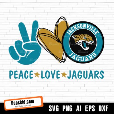 Peace Love Jaguars Svg, Sport Svg, Football Svg, Football Teams Svg, Nfl Svg, Jacksonville Jaguars Svg, Jaguars Football Team, Jaguars Svg