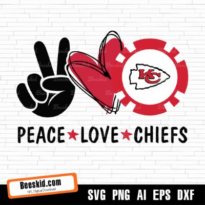 Peace Love Chiefs Svg, Sport Svg, Football Svg, Football Teams Svg, Nfl Svg, Kansas City Chiefs Svg, Chiefs Football Team, Chiefs Svg