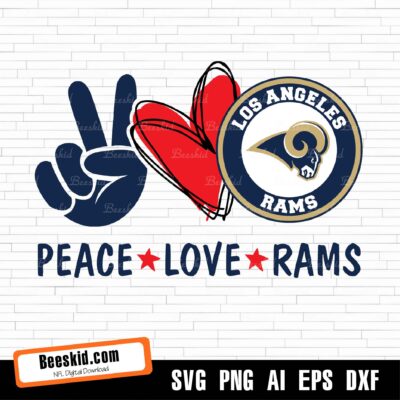 Peace Love Rams Svg, Sport Svg, Football Svg, Football Teams Svg, Nfl Svg, Los Angeles Rams Svg, Rams Football Team, Rams Svg