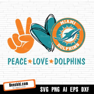 Peace Love Miami Dolphins Svg, Miami Dolphins Svg, Dolphins Svg, Football Svg, Football Teams Svg, Nfl Logo Svg, Nfl Svg