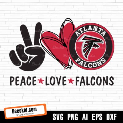 Peace Love Falcons Svg, Sport Svg, Football Svg, Football Teams Svg, Nfl Svg, Atlanta Falcons Svg, Falcons Football Team, Falcons Svg