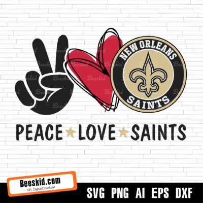 Peace Love Saints Svg, New Orleans Saints Peace Love Svg File, Instant Download