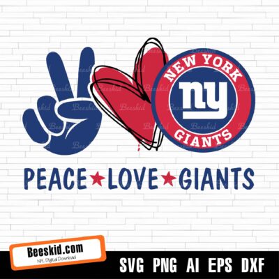 Peace Love Giants Svg, New York Giants Peace Love Svg File, Instant Download