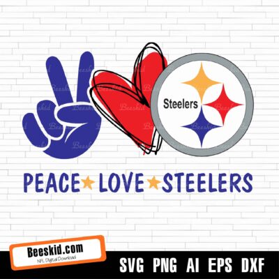 Peace Love Steelers Svg, Sport Svg, Nfl Svg, Leopard Steelers Svg, Football, Steelers Logo