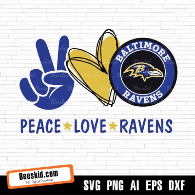 Peace Love Ravens Svg, Sport Svg, Baltimore Ravens Svg, The Ravens Svg, The Ravens Nfl, Nfl Svg, Nfl Team Svg