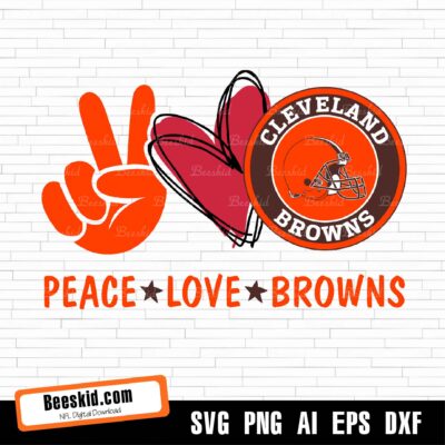 Peace Love Browns Svg, Sport Svg, Cleveland Browns Svg, Cleveland Browns Nfl, Nfl Svg