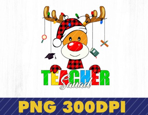 Teacher Squad Reindeer Png, Reindeer Buffalo Plaid Christmas Png, Reindeer Christmas Png, Christmas Teacher Png, Teacher Squad Png