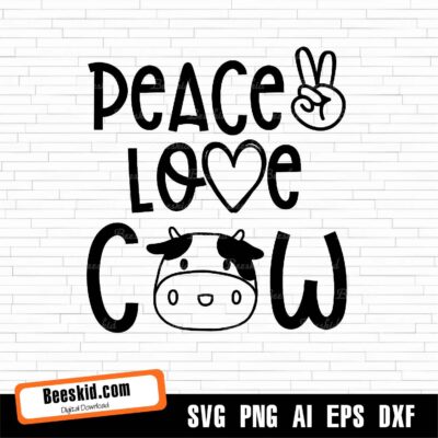 Peace Love Cow Sublimation SVG Clipart