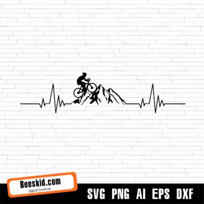 Mountain Bike Heart Beat SVG File