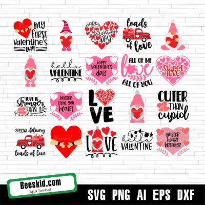 Valentine Gnomes SVG Bundle, Love Svg