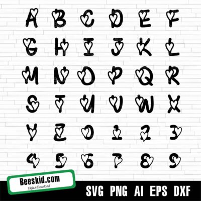 Heart Font SVG | Valentines Alphabet Svg