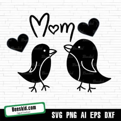 Mothers Day Aset Love Bird Black Svg