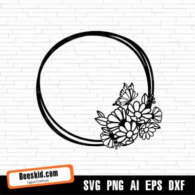 Floral Wreath Svg, Butterfly Svg