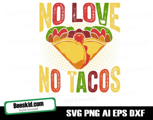 Tacos Typography Svg, Taco Svg Design, Cut File Silhouette And Cricut, Instant Download
