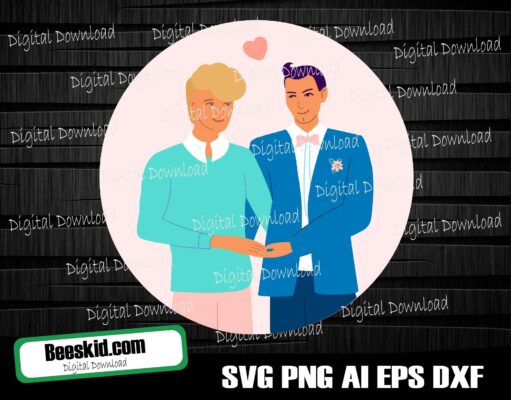 Gay Couple Clipart. Lgbt Valentine