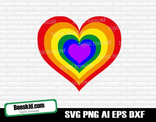 Rainbow Heart Svg, Rainbow Svg, LGBT Svg