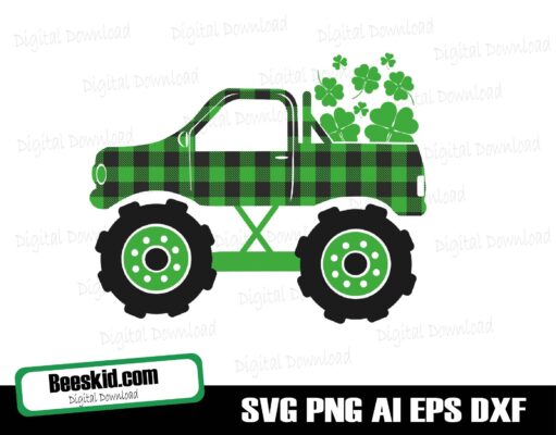 St. Patrick's Day Svg Cut File, Monster Truck svg, png, dxf, St. Patrick's Day Svg