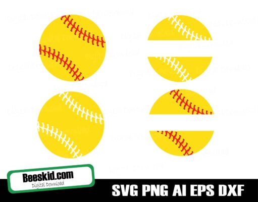 Split Softball, Split Monogram Svg Baseball Svg Bundle - Softball Svg Files For Cricut - Baseball Mom Svg Digital Download