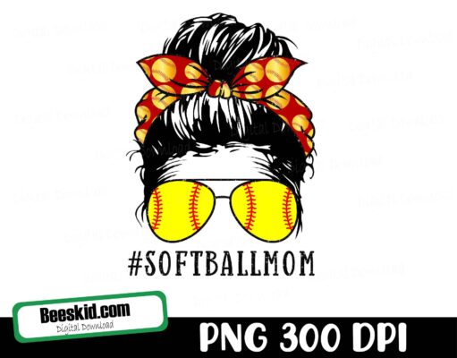 Softball Mom Messy Bun, Softball life png, Softball mom sublimation download designs, Softball mom life shirts funny png, messy bun woman with sunglasses headband