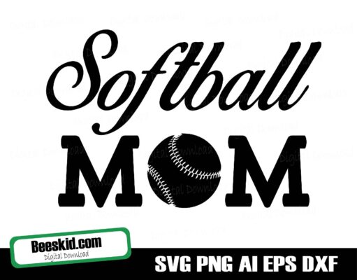 Softball Mom Svg Png Eps Dxf Pdf , Softball Mom PNG Image, Softball Black Leopard Letters Design, Sublimation Designs Downloads, PNG Fil