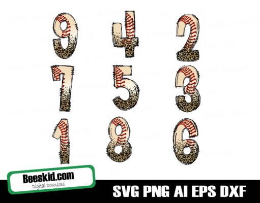 Baseball Alphabets Numbers PNG, Glitter Baseball Leopard Doodle Font Bundle PNG ,Baseball Alphabet Clipart Bundle Pack Letters, Numbers Digital Download
