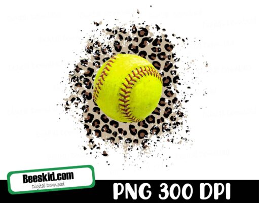 Softball Distressed Leopard, Softball Leopard Sublimation Digital Design Download Graphic PNG Clipart png