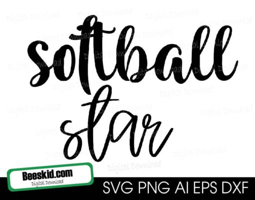 SOFTBALL STAR  Softball Silhouette Cut Files | Baseball SVG | Baseball Cut File Sports Clip Art