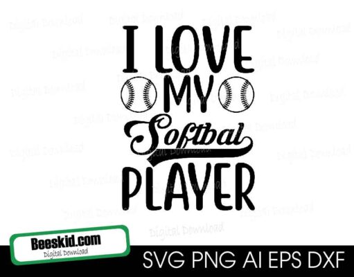 I Love My Softball Player SVG, Softball svg, Instant Download, Digital Download, svg, ai, dxf, eps, png, studio3, and jpg files included! I Love Softbal