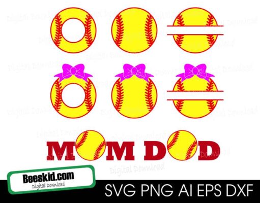 Softball SVG Files | Sports Mom Cut Files | Softball Silhouette Cut Files | Baseball SVG | Baseball Cut File Sports Clip Art