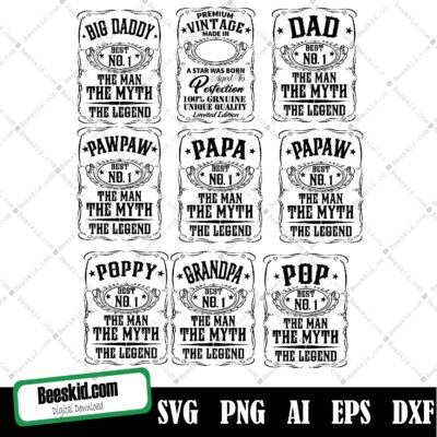 Fathers Day Bundle Svg, Dad The Man The Myth The Legend, Dad Svg Cut Files For Cricut & Silhouette, Fathers Day Svg, Digital Download