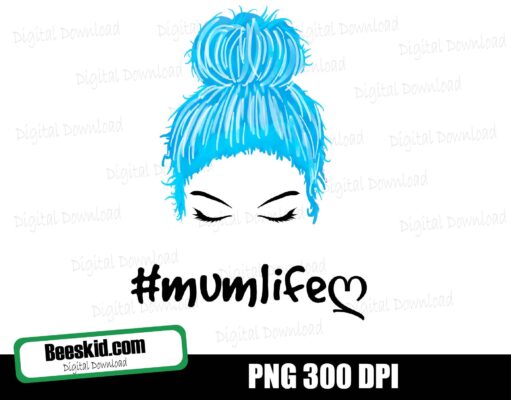 Mum life Girl PNG ,Face Eyelashes ,Mum Life PNG red hair, Girl Face Messy Bun PNG, Sublimation Design Downloads, -Printable, Cricut & Silhouette cut file - Commercial Use